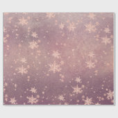 Blush Pink Gold Snowflakes Paarse Dusk Sunset Cadeaupapier (Vlak)