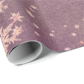 Blush Pink Gold Snowflakes Paarse Dusk Sunset Cadeaupapier (Rol Hoek)