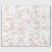 Blush Pink Gold Snowflakes White marble Cadeaupapier (Vlak)
