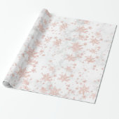 Blush Pink Gold Snowflakes White marble Cadeaupapier (Uitgerold)