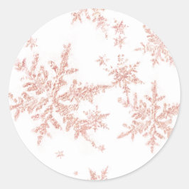 Blush Pink Gold Snowflakes White Ronde Sticker