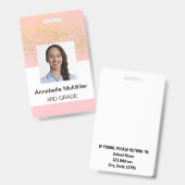 Blush Pink Gold Sparkle-leraar Badge (Voor- en achterkant)