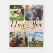 Blush Pink Gold Sparkle Love Couple Foto Collage Fleece Deken (Voorkant)