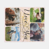 Blush Pink Gold Sparkle Love Couple Foto Collage Fleece Deken (Voorkant (Horizontaal))