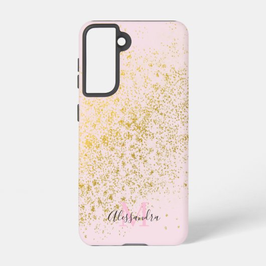 Blush Pink Gold Sparkle Samsung Galaxy Hoesje (Achterkant)