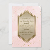 Blush Pink Gold Splatter Glam verjaardagsfeest eve Kaart (Voorkant)