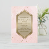 Blush Pink Gold Splatter Glam verjaardagsfeest eve Kaart (Staand voorkant)