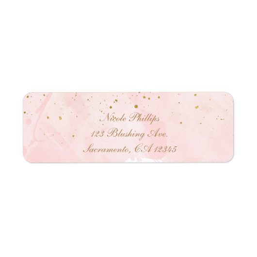Blush Pink & Gold Splatter Modern Vrijgezellenfees Etiket (Voorkant)