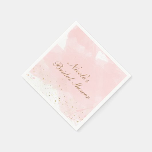 Blush Pink & Gold Splatter Modern Vrijgezellenfees Servetten (Hoek)