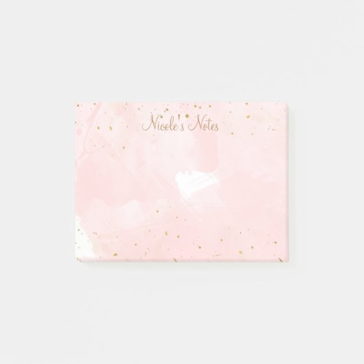 Blush Pink Gold Splatter Moderne Glam Aangepast Post-it® Notes (Voorkant)