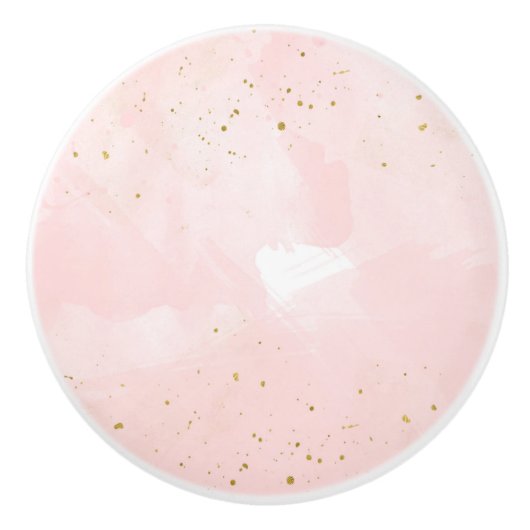 Blush Pink & Gold Splatter Moderne Slaapkamer Dres Keramische Knop (Voorkant)
