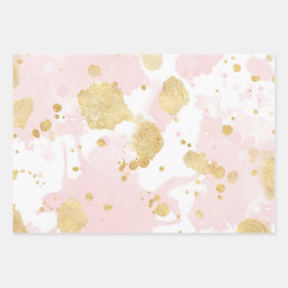Blush Pink Gold Spletters Abstract Inpakpapier Vel