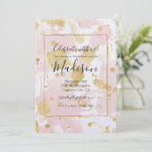 Blush Pink Gold Spletters Abstract Kaart (Staand voorkant)