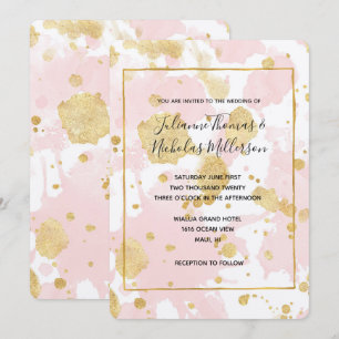 Blush Pink Gold Spletters Abstract Kaart