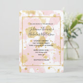 Blush Pink Gold Spletters Abstract Kaart (Staand voorkant)
