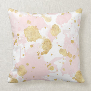 Blush Pink Gold Spletters Abstract Kussen