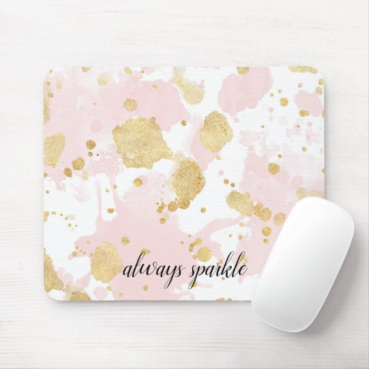 Blush Pink Gold Spletters Abstract Muismat (Met muis)