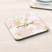 Blush Pink Gold Spletters Abstract Onderzetter (Linkerzijde)