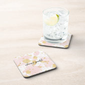 Blush Pink Gold Spletters Abstract Onderzetter (Rechterzijde)