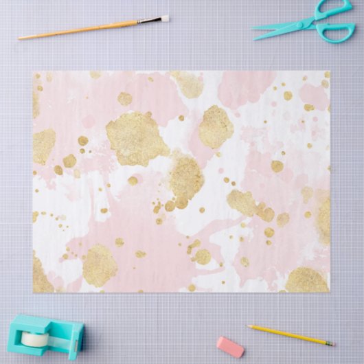 Blush Pink Gold Spletters Abstract Tissuepapier (Craft)