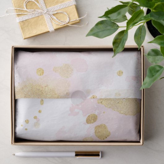 Blush Pink Gold Spletters Abstract Tissuepapier (Geschenk)
