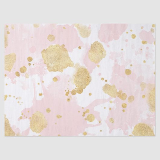 Blush Pink Gold Spletters Abstract Tissuepapier (Voorkant)