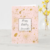 Blush Pink Gold Spletters Kaart (Gele Bloem)