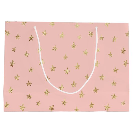 Blush Pink Gold Star Pattern FFCEC Large Gift Bag Groot Cadeauzakje (Achterkant)