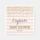 Blush Pink Gold Stripe Confetti Baby Girl Shower Servet (Voorkant)