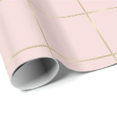 Blush Pink Gold Stripes Glamour Glanzend design Cadeaupapier (Rol Hoek)