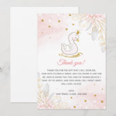 Blush Pink Gold Swan Baby shower Hartelijk dank Bedankkaart (Voorkant / Achterkant)