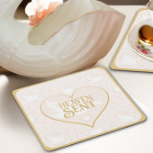 Blush Pink & Gold Swan Pattern voor Baby shower Kartonnen Onderzetters