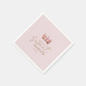 Blush Pink & Gold Sweet 16 Crown Paper Napkin Servet (Hoek)