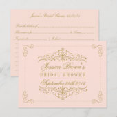Blush Pink Gold  Swirl Vrijgezellenfeest Recept Uitnodiging Briefkaart (Voorkant / Achterkant)