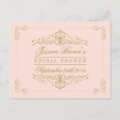 Blush Pink Gold  Swirl Vrijgezellenfeest Recept Uitnodiging Briefkaart (Voorkant)