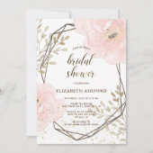 Blush Pink Gold & Taupe Floral Vrijgezellenfeest Kaart (Voorkant)