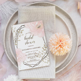 Blush Pink Gold & Taupe Floral Vrijgezellenfeest Kaart