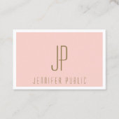 Blush Pink Gold Text Moderne Sjabloon Monogram Visitekaartje (Voorkant)