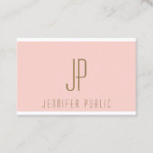 Blush Pink Gold Text Monogrammed Moderne Sjabloon Visitekaartje (Voorkant)