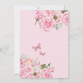 Blush Pink Gold Tiara Floral Butterfly Quinceanera Kaart (Achterkant)