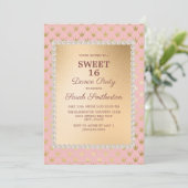 Blush Pink Gold Tiara Sweet 16 Dance Party Kaart (Staand voorkant)