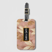 Blush Pink Gold Trendy Boho Leaves Collectie Bagagelabel (Voorkant (verticaal))