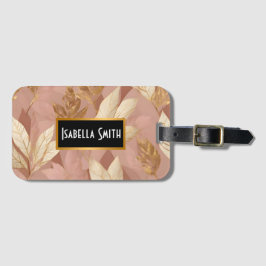 Blush Pink Gold Trendy Boho Leaves Collectie Bagagelabel