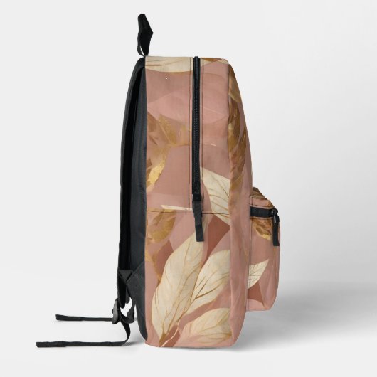 Blush Pink Gold Trendy Boho Leaves Collectie Bedrukte Rugzak (Links)