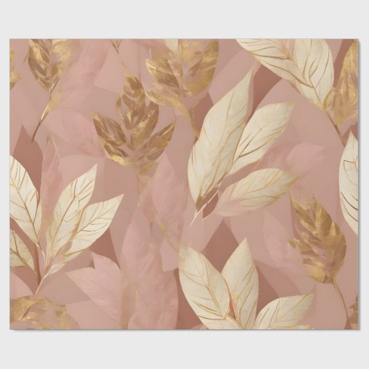Blush Pink Gold Trendy Boho Leaves Collectie Cadeaupapier (Vlak)
