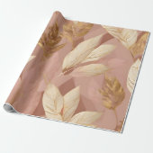 Blush Pink Gold Trendy Boho Leaves Collectie Cadeaupapier (Uitgerold)