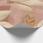 Blush Pink Gold Trendy Boho Leaves Collectie Cadeaupapier (Hoek)