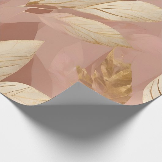 Blush Pink Gold Trendy Boho Leaves Collectie Cadeaupapier (Hoek)