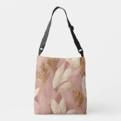 Blush Pink Gold Trendy Boho Leaves Collectie Crossbody Tas (Achterkant)