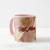 Blush Pink Gold Trendy Boho Leaves Collectie Mok (Voorkant links)